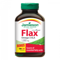 бады, JAMIESON Flax Omega-3 1000 мг Льняное масло, 200 капсул